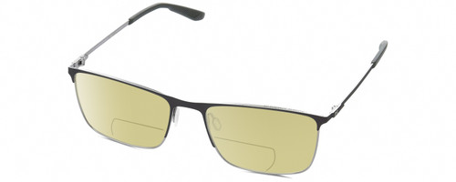 Profile View of Under Armour UA-5006/G Designer Polarized Reading Sunglasses with Custom Cut Powered Sun Flower Yellow Lenses in Satin Brown Gunmetal Grey Unisex Panthos Semi-Rimless Stainless Steel 57 mm