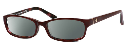 Profile View of Kate Spade NARCISA Designer Polarized Sunglasses with Custom Cut Smoke Grey Lenses in Burgundy Red Magenta Purple Havana Tortoise Ladies Rectangular Full Rim Acetate 51 mm