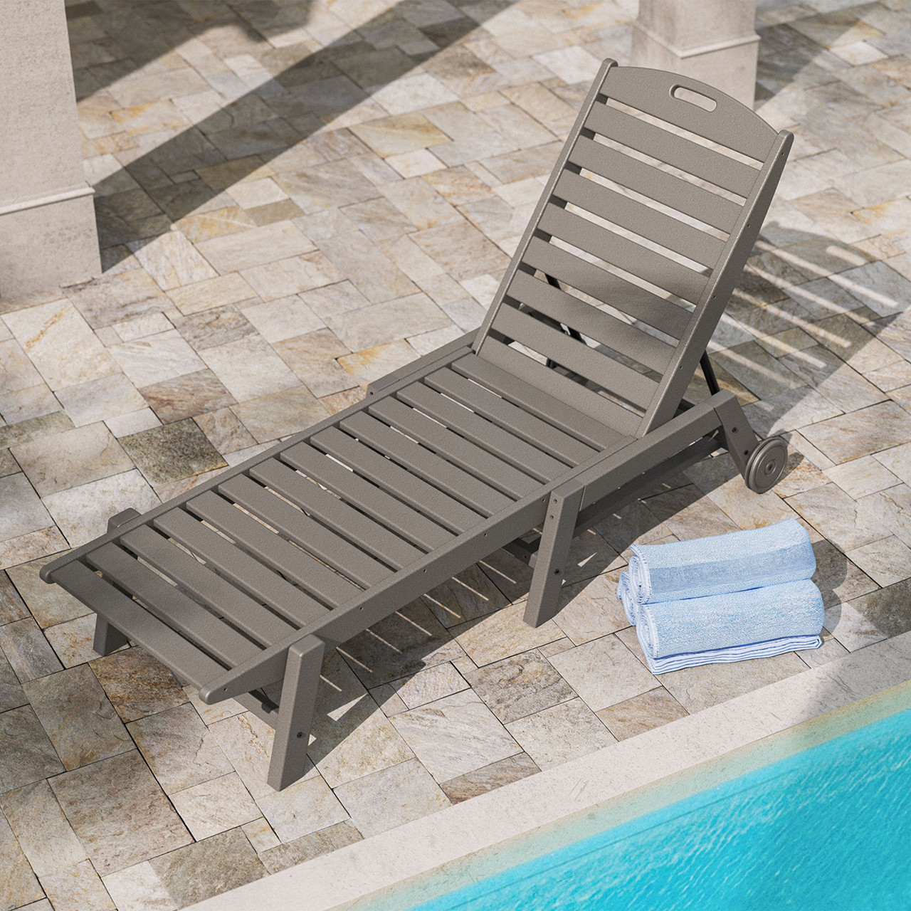 POLYWOOD Nautical Chaise with Wheels