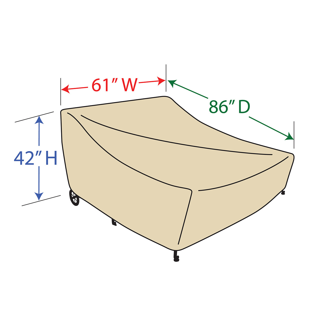 86 x 61 in. Double Chaise Lounge Furniture Protective Cover (CP130)