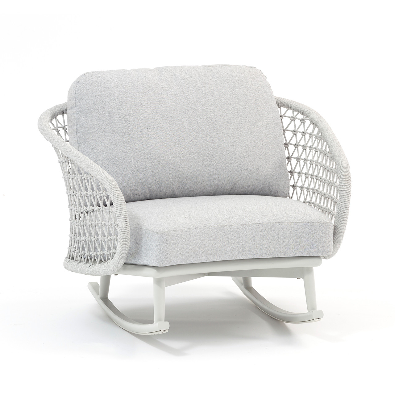 Cuddle Light Grey Aluminum with Light Grey Cushions Rocking Chair