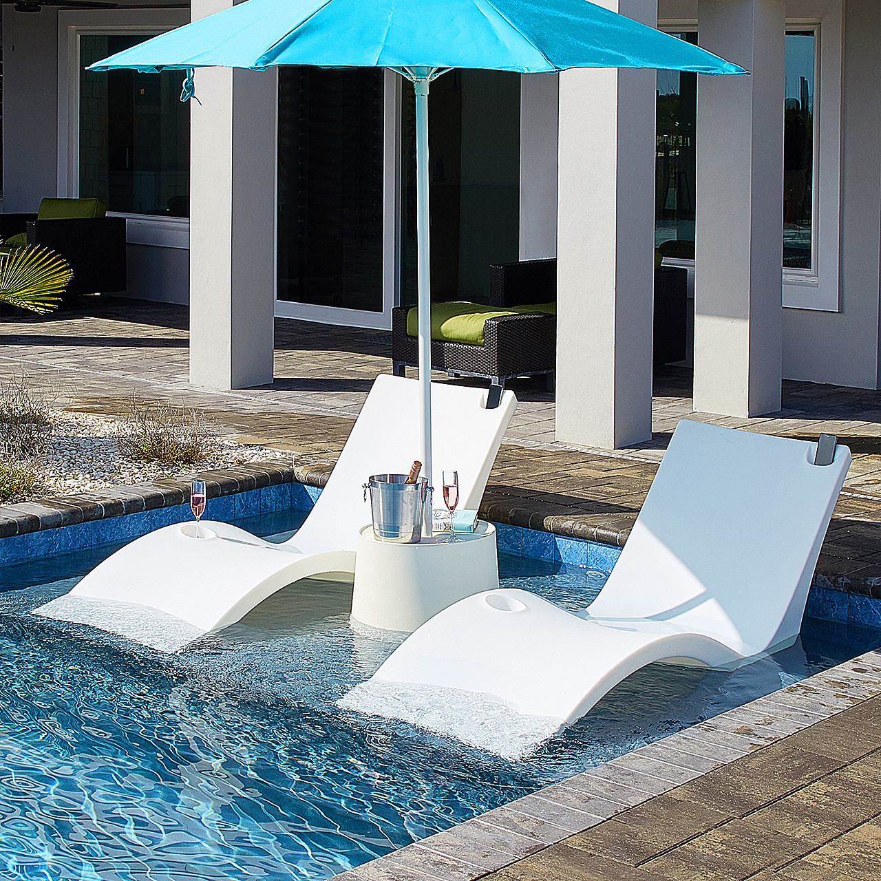 Kai White Pool Shelf Lounger - Set of 2