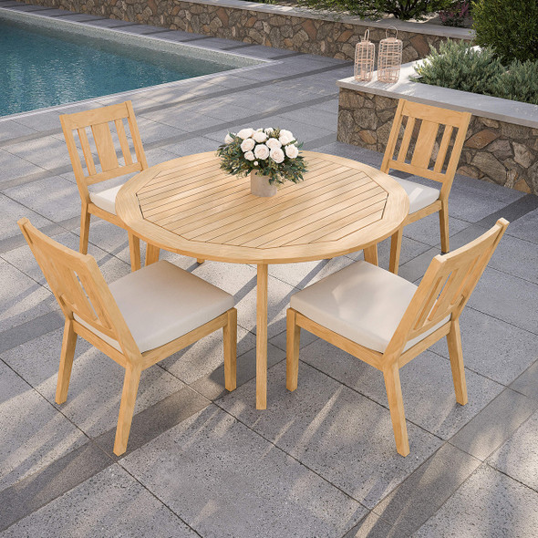 Foundations Teak Wood 52 in. D Dining Table