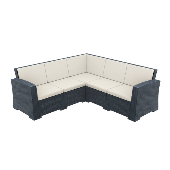 Monaco Resin Patio 5 Piece Sectional with Cushions