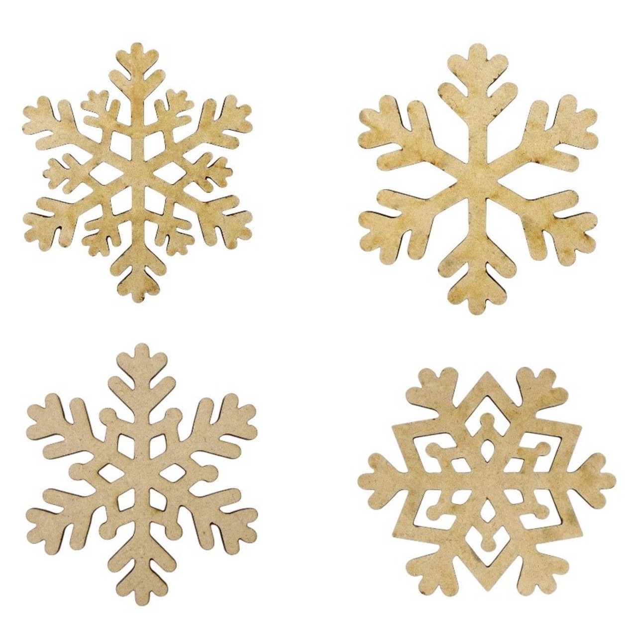 WWCrafts 4 x Wooden Snowflakes