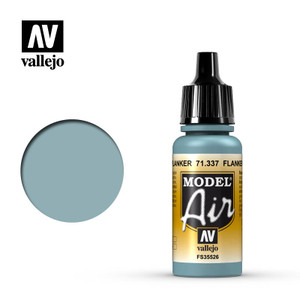 Image of Vallejo Model Air Flanker Blue 71.337 in a 17ml dropper bottle, featuring a light blue acrylic airbrush paint designed for scale model aircraft, particularly modern Russian jets. Ideal for smooth, even coverage with an airbrush. Image of Vallejo Model Air Flanker Blue 71.337 in a 17ml dropper bottle, featuring a light blue acrylic airbrush paint designed for scale model aircraft, particularly modern Russian jets. Ideal for smooth, even coverage with an airbrush.