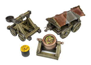 Medieval Siege Battering Ram Catapult and Cauldron Set