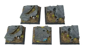 Fantasy Battlefield Rocky Square Bases x 5 (40mm)