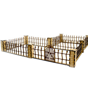 Spooky Fence with Gates and Pillars