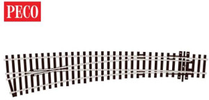 Peco OO/HO Curved Turnout, Large Radius, Left Hand (SL87) SL-87