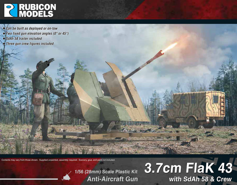 Rubicon 3.7cm FlaK 43 with SdAh & Crew 280074