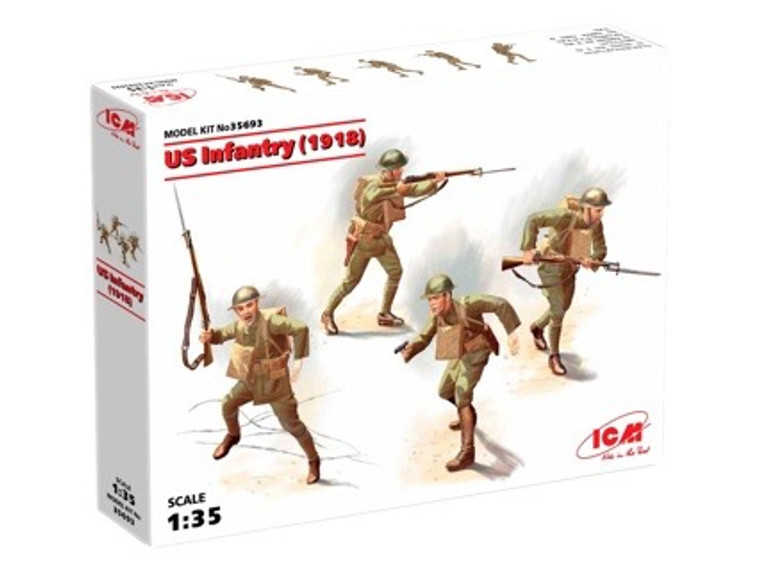 ICM 1/35 US Infantry (1918) 4 Figures 35693