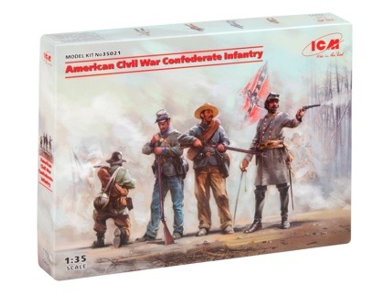 ICM 1//35 American Civil War Confederate Infantry (Set #1) 4 Figures 35021