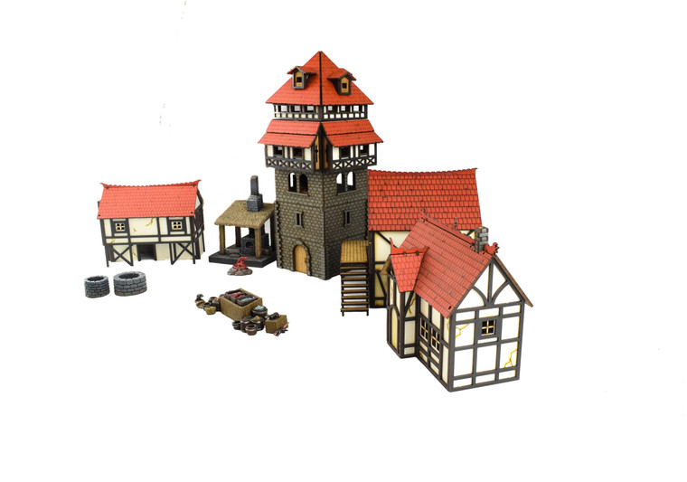 Medieval Town Market Square Set (Painted or Unpainted)