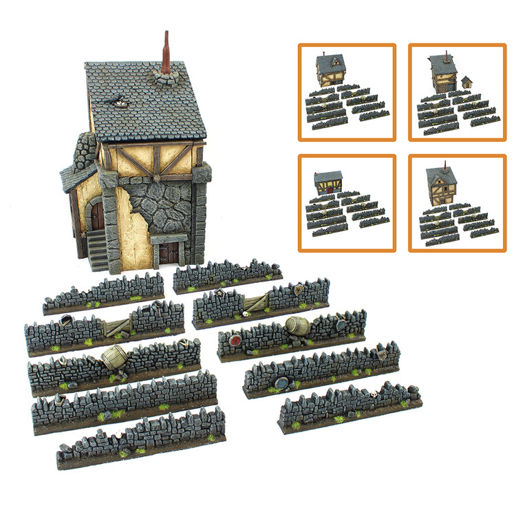 Detailed Fantasy Walls with Building