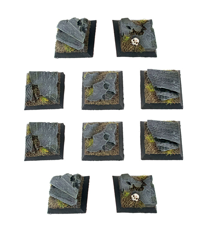 Fantasy Battlefield Rocky Square Bases x 10 (25mm)