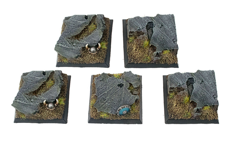 Fantasy Battlefield Rocky Square Bases x 5 (40mm)