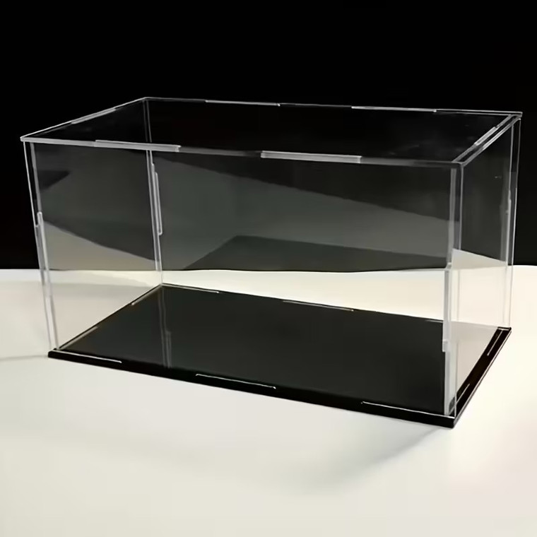 Clear Model Display Case with Black Base – 25 × 20 × 20cm D2