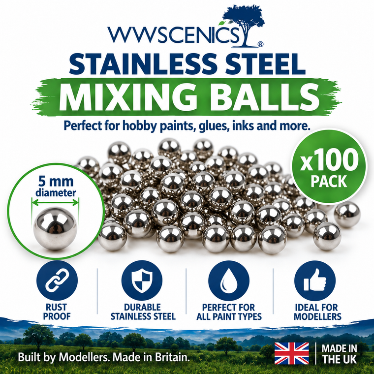 WWScenics 5mm Stainless Steel Mixing Balls – Pack of 100