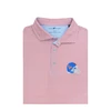 Ole Miss Helmet Logo Particolored Gingham Polo - Red & Powder Blue