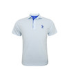 SMU Mustangs Throwing Pony Football Helmet Print Polo - White with Light Blue