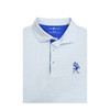 SMU Mustangs Throwing Pony Football Helmet Print Polo - White with Light Blue