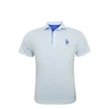 SMU Mustangs Throwing Pony Football Helmet Print Polo - White with Light Blue