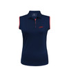 SMU Mustangs Script Cross Hatch Trim Women's Sleeveless Polo - Navy