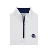 Ole Miss Helmet Logo Micro Fleece Performance Pullover - White with Navy