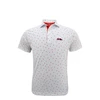 Ole Miss Micro State Print Polo - White with Powder Blue & Red