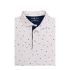 Americana Micro Print Performance Polo - White with Navy and Red