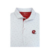 Oklahoma Sooners Helmet Logo Micro State Print Polo - White with Light Blue