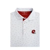 Oklahoma Sooners Helmet Logo Micro State Print Polo - White with Light Blue