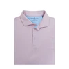Heather Stripe Performance Polo - Rose Quartz with Light Blue