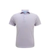 Heather Stripe Performance Polo - Rose Quartz with Light Blue