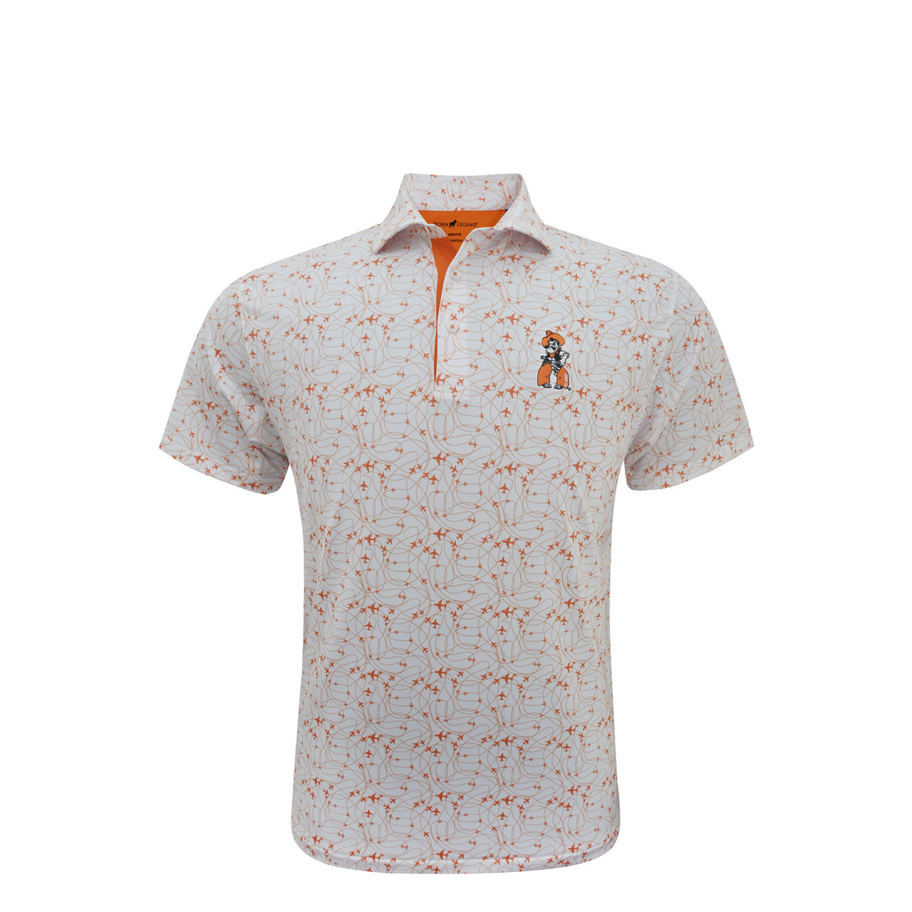 Oklahoma State Pistol Pete White Flight Path Polo