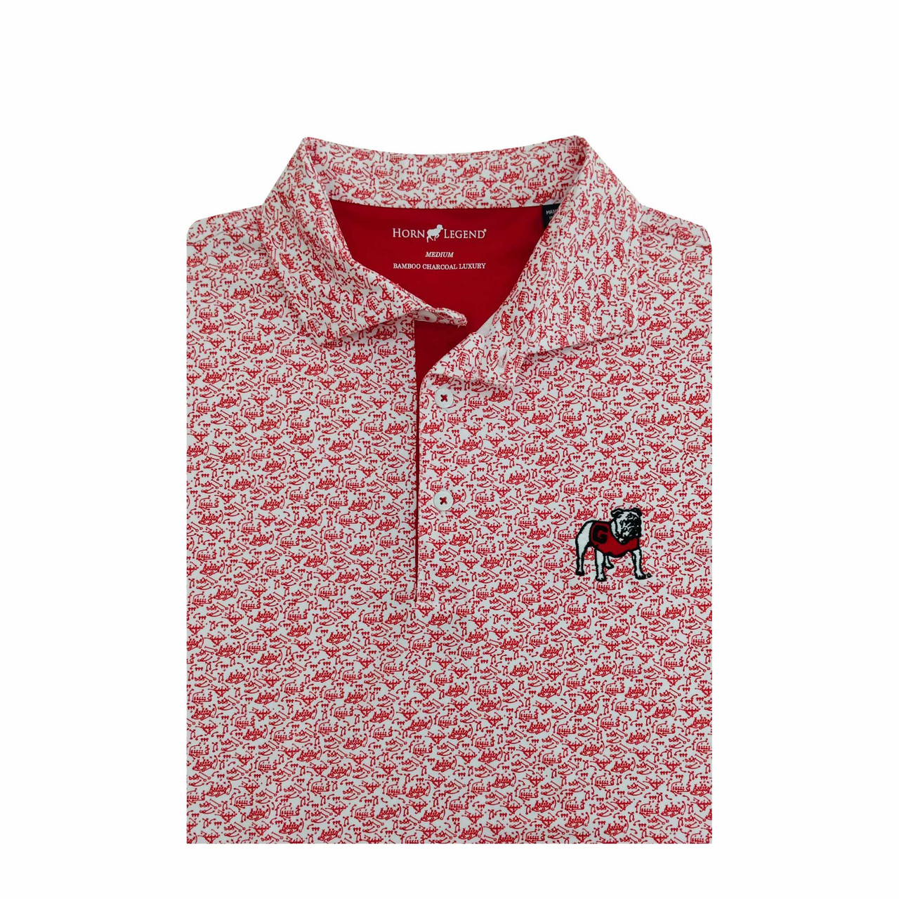 Georgia Standing Bulldog White and Red Playbook Polo