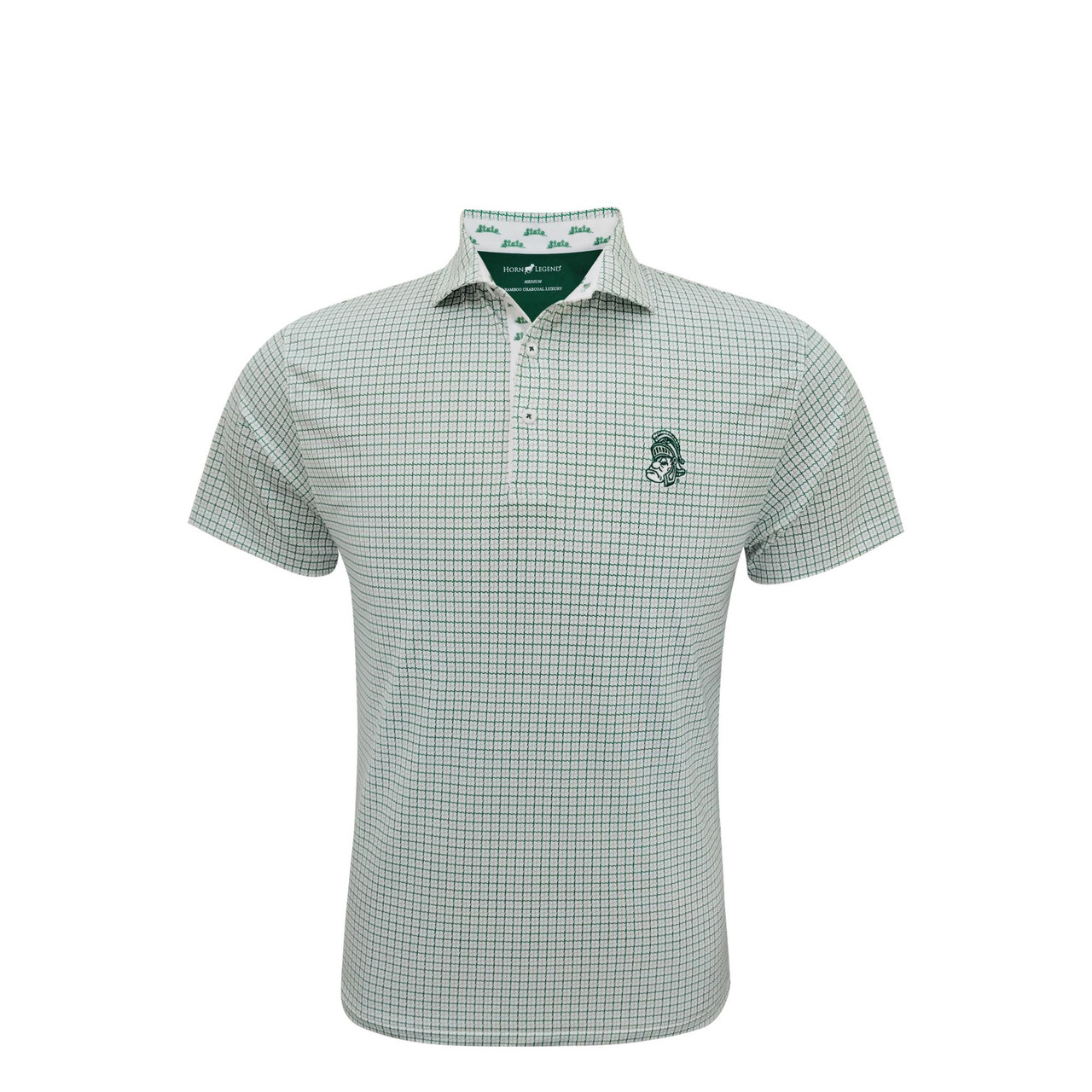 Michigan State Spartans Vintage Gruff Sparty White Window Pane Polo