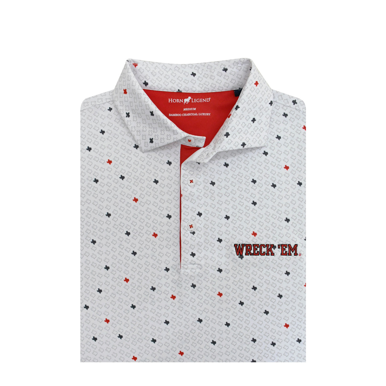 Texas Tech Red Raiders WRECK 'EM White Micro State Print Polo