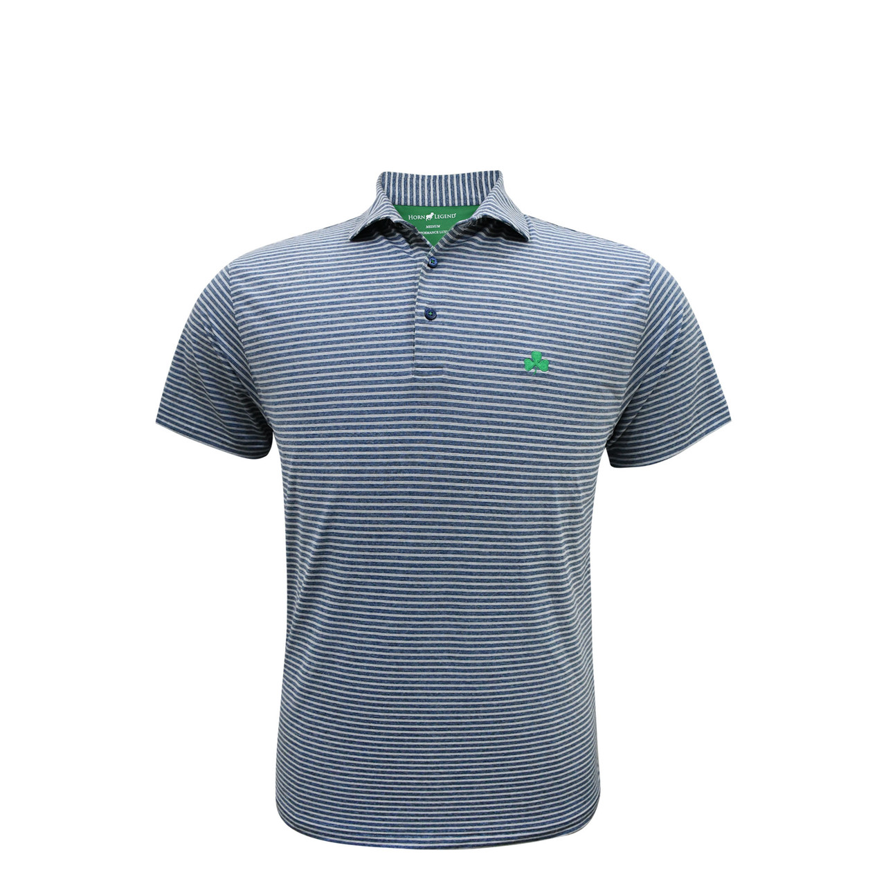 Shamrock Heather Stripe Performance Polo - Navy