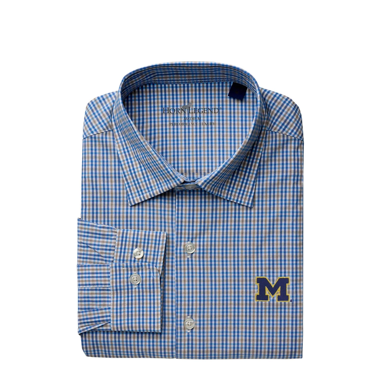 michigan wolverines dress shirt Men's Antigua Gray Michigan Wolverines Ellis Woven Tri-Blend Long Sleeve Button-Down Shirt Size: 2XL