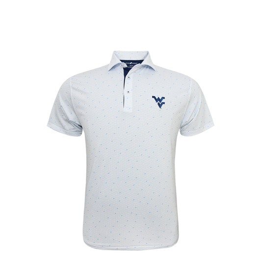 West Virginia Mountaineers Micro State Polo - White with Light Blue