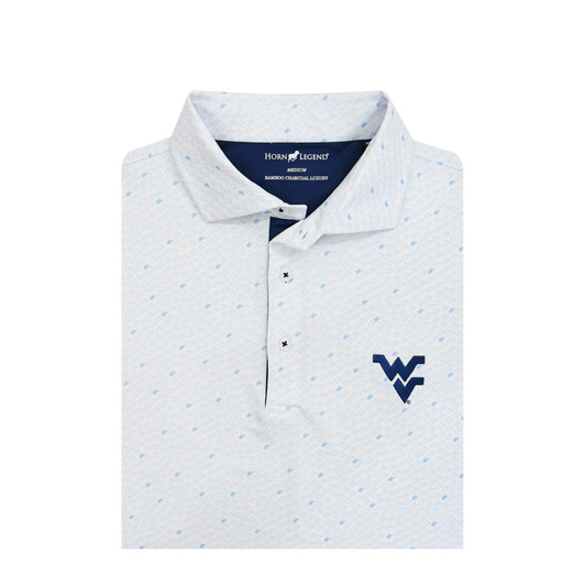 West Virginia Mountaineers Micro State Polo - White with Light Blue