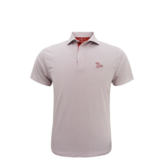 Troy Trojans Script Aztec Polo - White with Grey & Cardinal