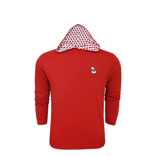 Georgia Bulldogs Micro Fleece Performance State Print Hoodie - Red