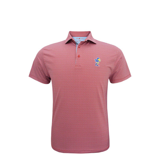 Kansas Jayhawks Vintage Interlink Polo - Red with Light Blue