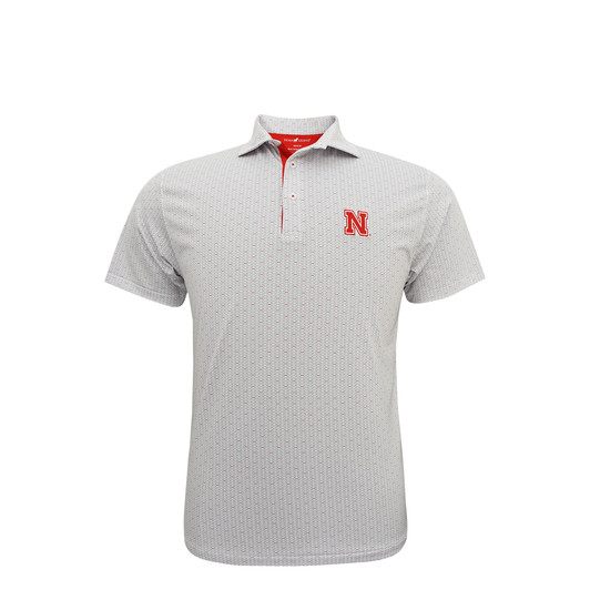 Nebraska Cornhuskers Spiral Polo - White with Grey & Scarlet