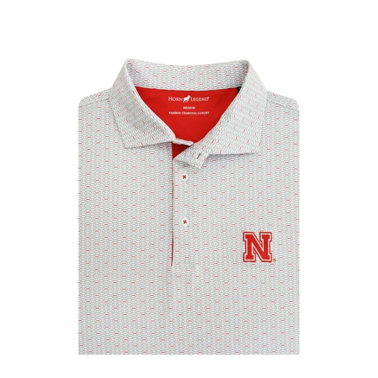 Nebraska Cornhuskers Spiral Polo - White with Grey & Scarlet