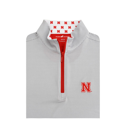 Nebraska Cornhuskers Custom Collar Pin Dot Stripe Pullover - Grey