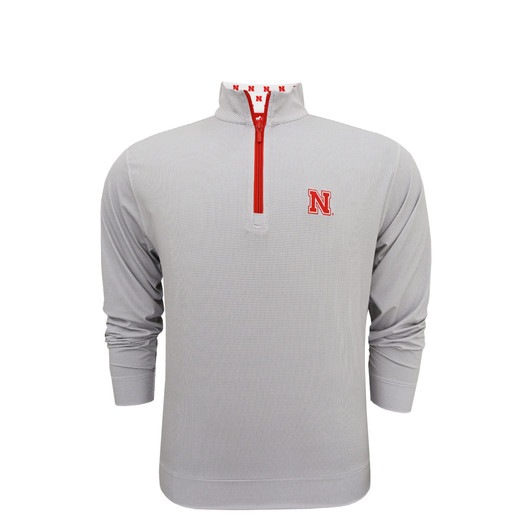 Nebraska Cornhuskers Custom Collar Pin Dot Stripe Pullover - Grey
